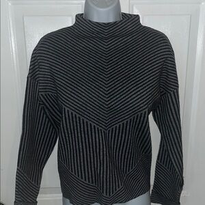 Women's Black & Gray Striped Mock Neck Sweater